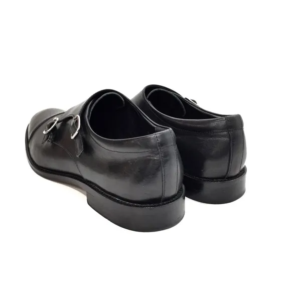 Gordon Rush Preston Black Leather Monk Strap Shoes
