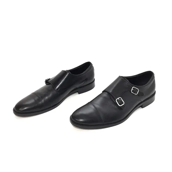 Gordon Rush Preston Black Leather Monk Strap Shoes