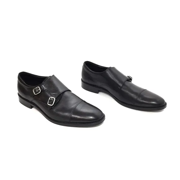 Gordon Rush Preston Black Leather Monk Strap Shoes
