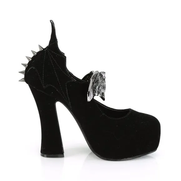 Gothic Velvet Mary Jane High Heel Shoes