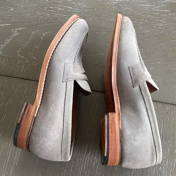GRENSON Shoes Gray Suede Leather Penny Loafers Women’s Size 37