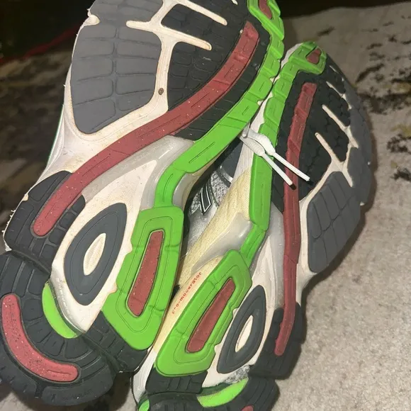 Grey and Green Athletic Shoes