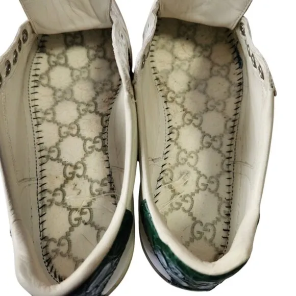 Gucci Ace Womens White Sneakers with Green and Red Stripes #387993