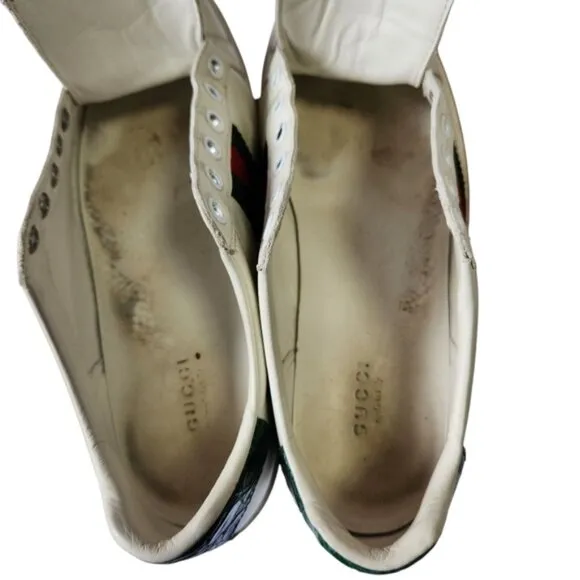 Gucci Ace Womens White Sneakers with Green and Red Stripes #387993