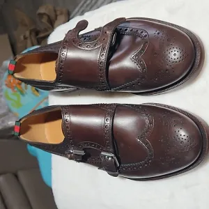 Gucci monk strap shoe brown. Size 5.5