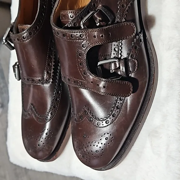 Gucci monk strap shoe brown. Size 5.5