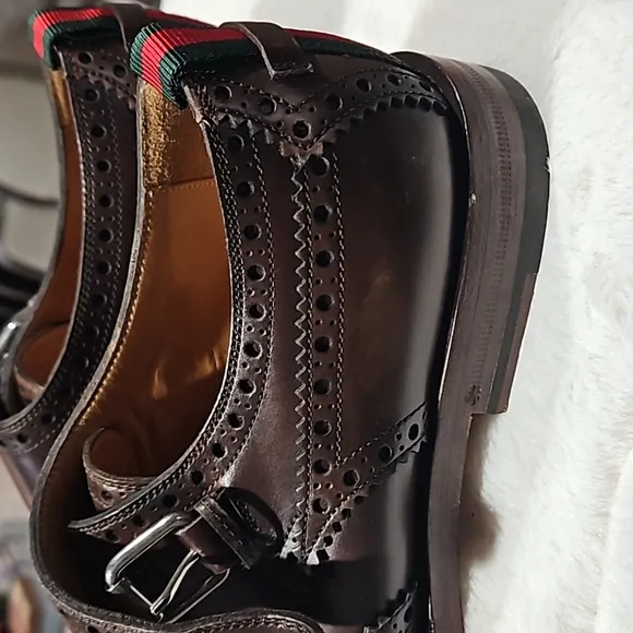 Gucci monk strap shoe brown. Size 5.5