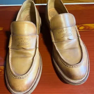 Gucci Tan Leather Loafers Moccasin-Style Slip-Ons