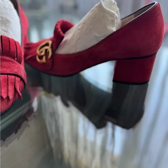Gucci Women's Red Suede Loafers