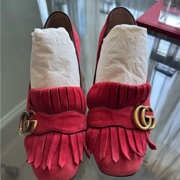 Gucci Women's Red Suede Loafers