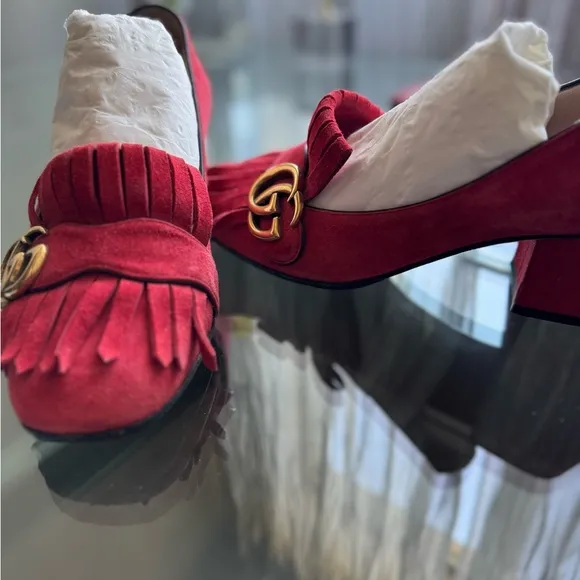 Gucci Women's Red Suede Loafers