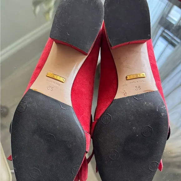 Gucci Women's Red Suede Loafers