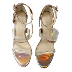 GUESS Iridescent Rose Gold Chic Ankle Strap Felicia Sandal Size 10M
