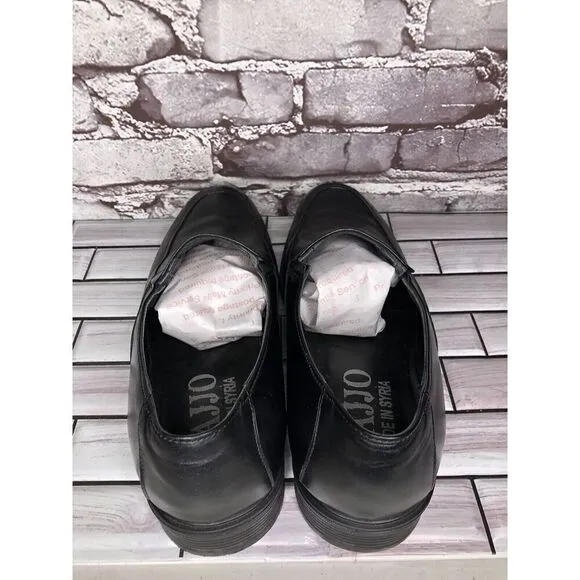 HAJJO Black Leather Slip On Casual Dress Almond Loafers Shoes Men Sz 42EU/9M US