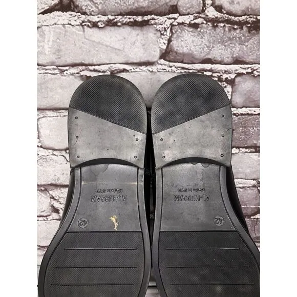HAJJO Black Leather Slip On Casual Dress Almond Loafers Shoes Men Sz 42EU/9M US