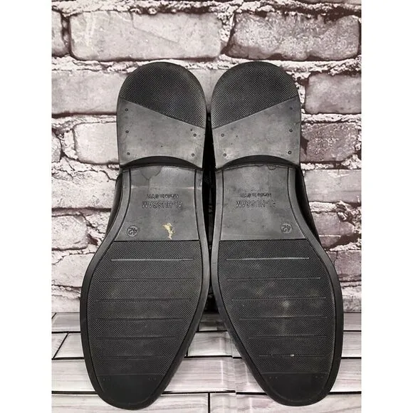 HAJJO Black Leather Slip On Casual Dress Almond Loafers Shoes Men Sz 42EU/9M US