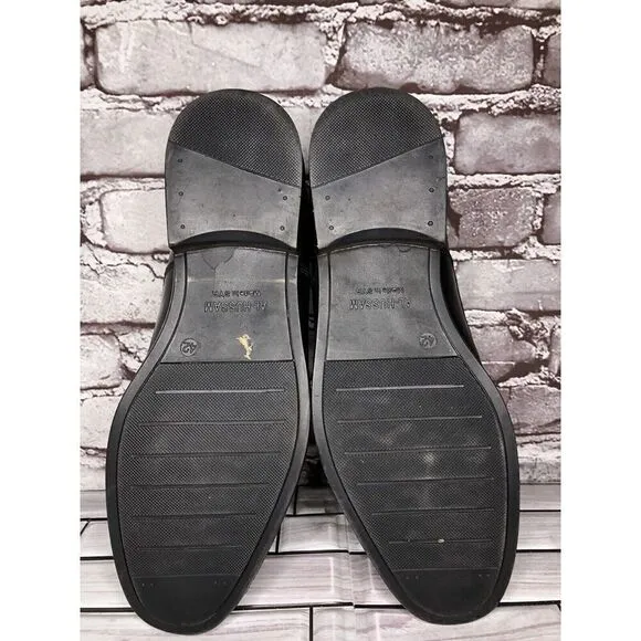HAJJO Black Leather Slip On Casual Dress Almond Loafers Shoes Men Sz 42EU/9M US