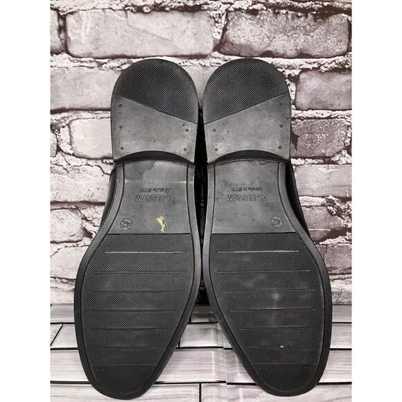HAJJO Black Leather Slip On Casual Dress Almond Loafers Shoes Men Sz 42EU/9M US