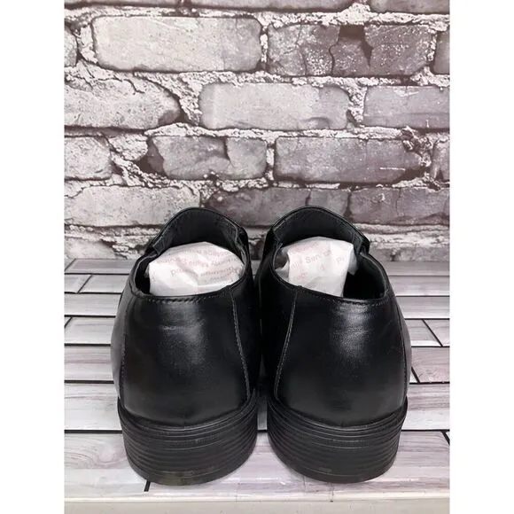 HAJJO Black Leather Slip On Casual Dress Almond Loafers Shoes Men Sz 42EU/9M US