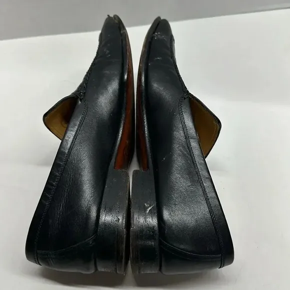 Hermes Paris Leather Loafers Slip On Driving Shoes Solid Black Men's Size 41 8