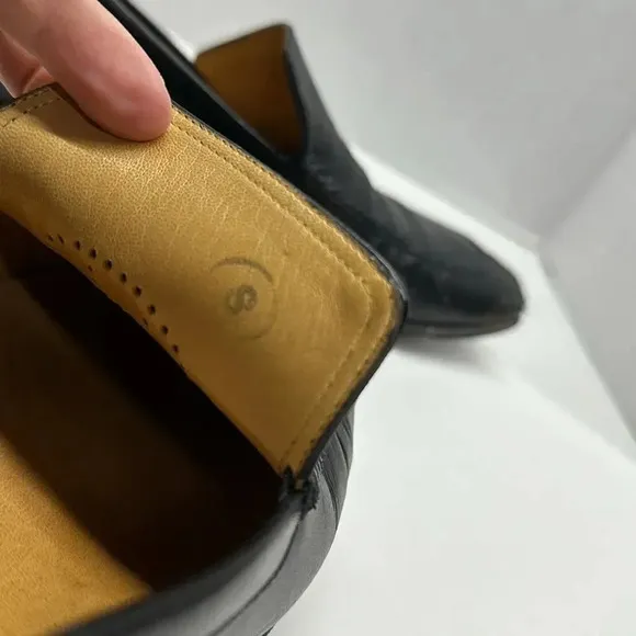 Hermes Paris Leather Loafers Slip On Driving Shoes Solid Black Men's Size 41 8