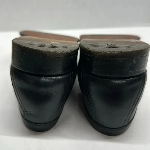 Hermes Paris Leather Loafers Slip On Driving Shoes Solid Black Men's Size 41 8