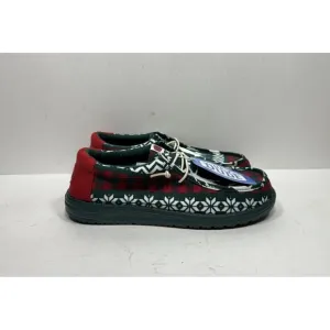Hey Dude Wally Holiday Cheers Green Red Multi Shoes Men’s Size 9 Slip On