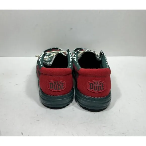 Hey Dude Wally Holiday Cheers Green Red Multi Shoes Men’s Size 9 Slip On