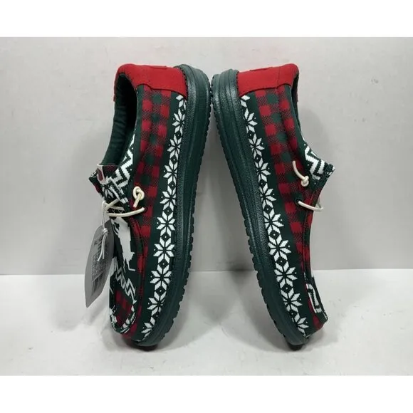 Hey Dude Wally Holiday Cheers Green Red Multi Shoes Men’s Size 9 Slip On