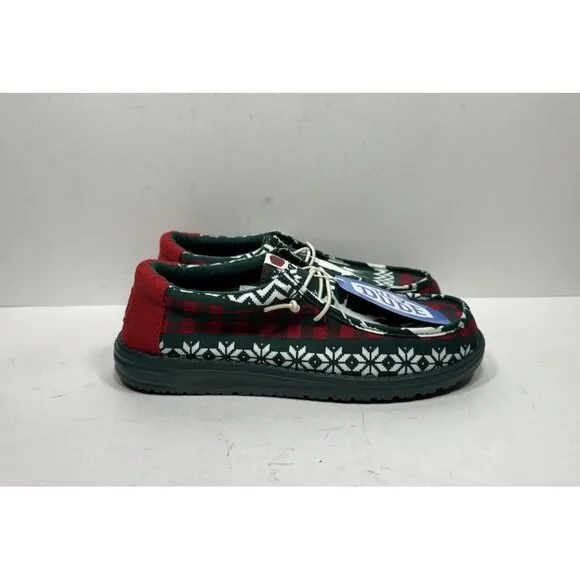 Hey Dude Wally Holiday Cheers Green Red Multi Shoes Men’s Size 9 Slip On