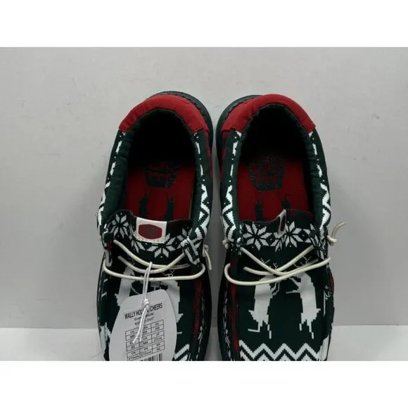 Hey Dude Wally Holiday Cheers Green Red Multi Shoes Men’s Size 9 Slip On
