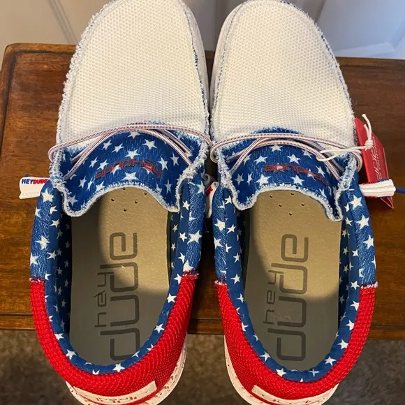 Hey Dude Wally Sox Tri America USA Patriotic Slip On Shoes Men S 8 9, 11, 13 NEW