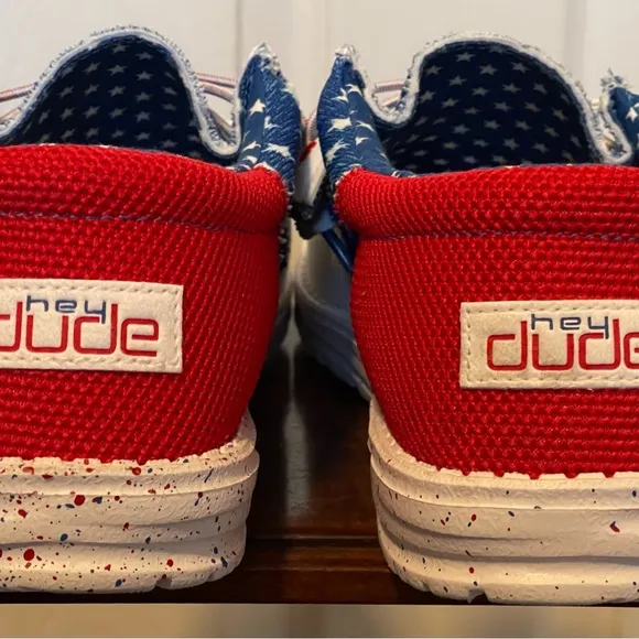 Hey Dude Wally Sox Tri America USA Patriotic Slip On Shoes Men S 8 9, 11, 13 NEW