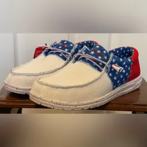 Hey Dude Wally Sox Tri America USA Patriotic Slip On Shoes Men S 8 9, 11, 13 NEW