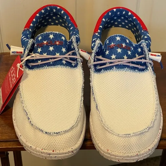 Hey Dude Wally Sox Tri America USA Patriotic Slip On Shoes Men S 8 9, 11, 13 NEW