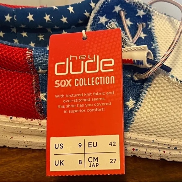 Hey Dude Wally Sox Tri America USA Patriotic Slip On Shoes Men S 8 9, 11, 13 NEW
