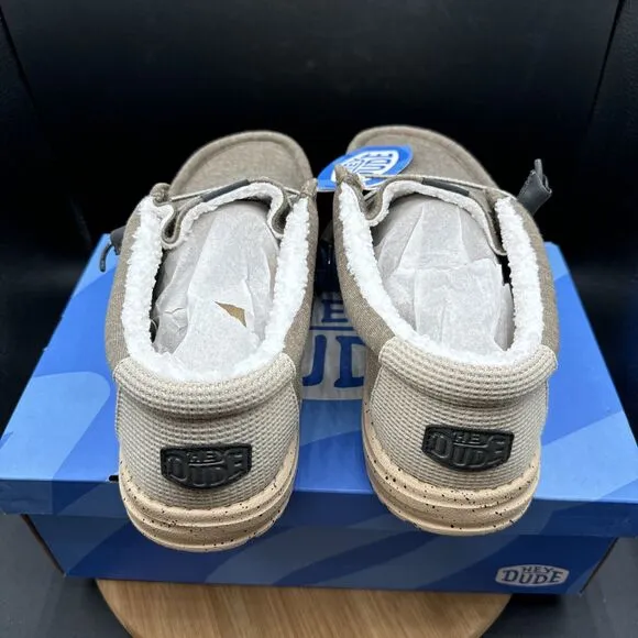 Hey Dude Wally Warmth Knit Mens Size 14 Slip On Shoes Beige White Sneakers NEW
