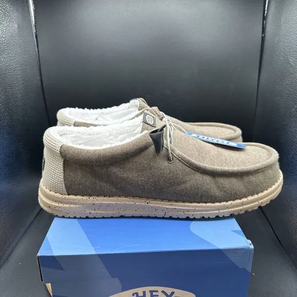 Hey Dude Wally Warmth Knit Mens Size 14 Slip On Shoes Beige White Sneakers NEW
