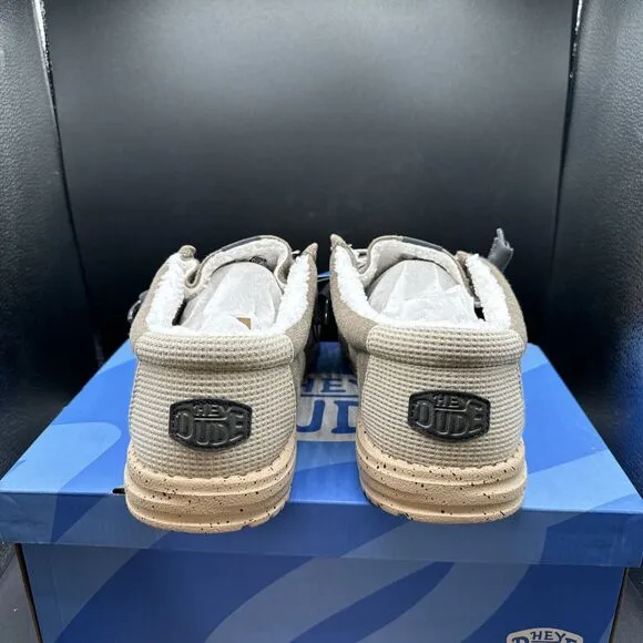 Hey Dude Wally Warmth Knit Mens Size 14 Slip On Shoes Beige White Sneakers NEW