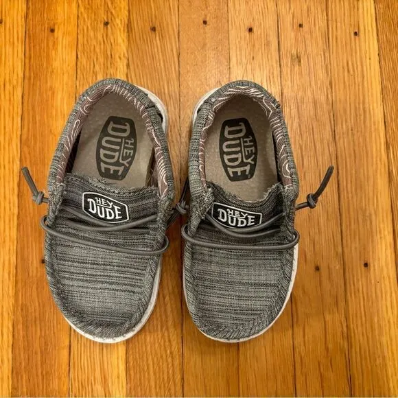 Hey Dude Wally Toddler Blend Linen Grey Slip On Shoes NWOT.