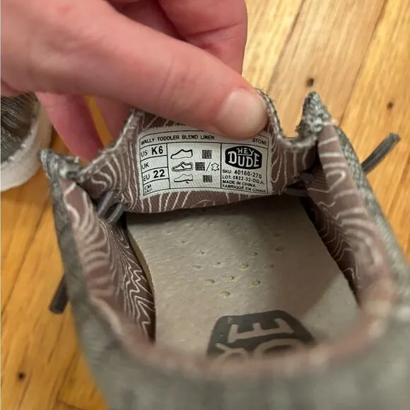 Hey Dude Wally Toddler Blend Linen Grey Slip On Shoes NWOT.