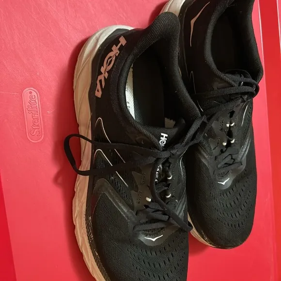 Hoka Black and White Athletic Shoes