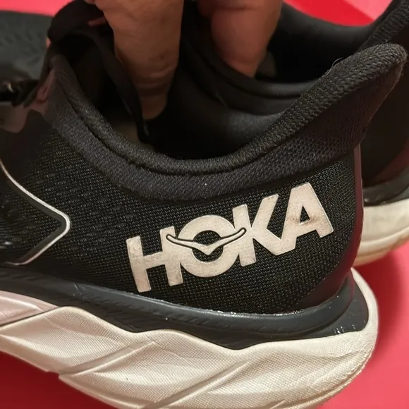 Hoka Black and White Athletic Shoes