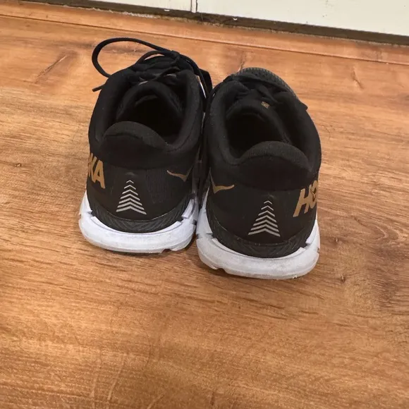 Hoka Black and White Clifton Sneakers