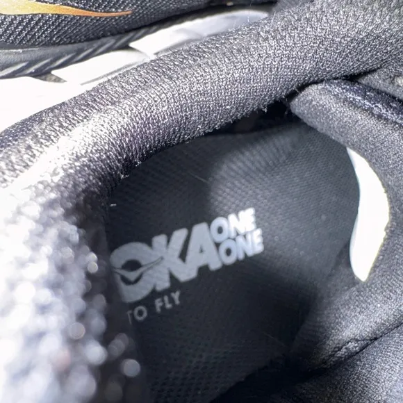 Hoka Black and White Clifton Sneakers