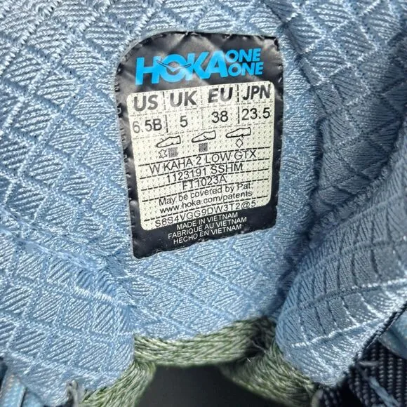 Hoka One Kaha 2 GORE-TEX Low Hiking Sneaker Women's Sz 6.5 B Light Blue (READ)
