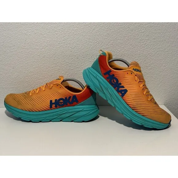 Hoka One Mens Rincon 3 Orange Running Shoes Sz 10.5 D Active Sneakers 1119395