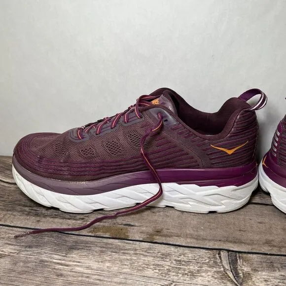 Hoka One One Bondi 6 Running Shoes Womens Size 11 D Wide Purple Orange Athletic