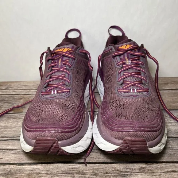 Hoka One One Bondi 6 Running Shoes Womens Size 11 D Wide Purple Orange Athletic