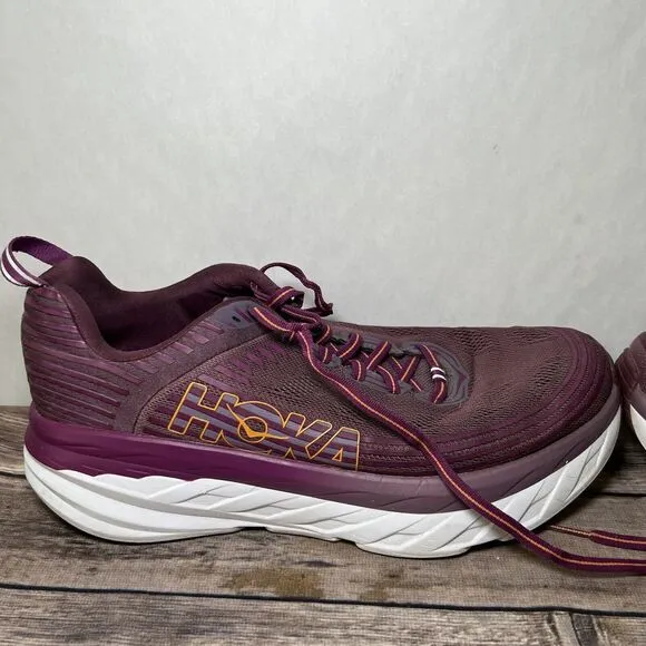 Hoka One One Bondi 6 Running Shoes Womens Size 11 D Wide Purple Orange Athletic